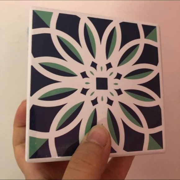 Moroccan Print Square Ceramic Coasters Set - Picture 1 of 4